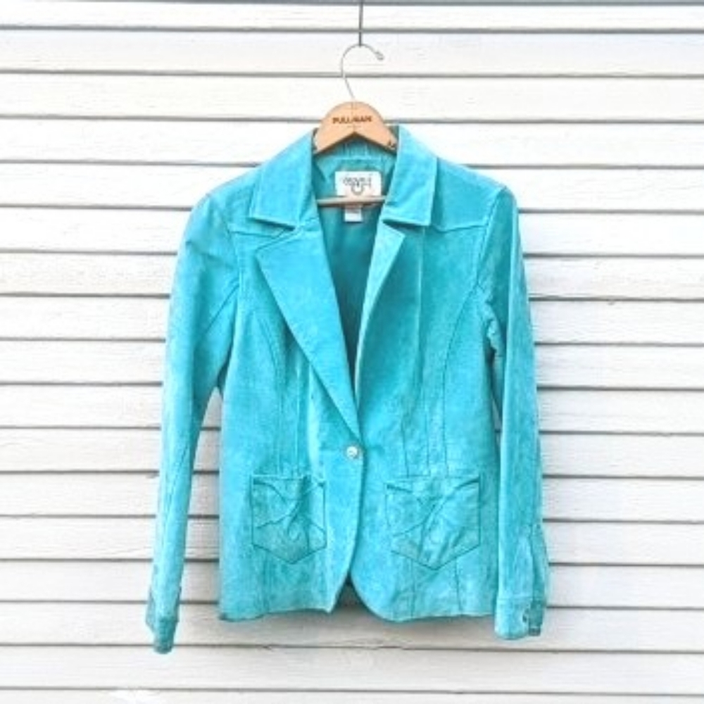 Sky blue suede jacket